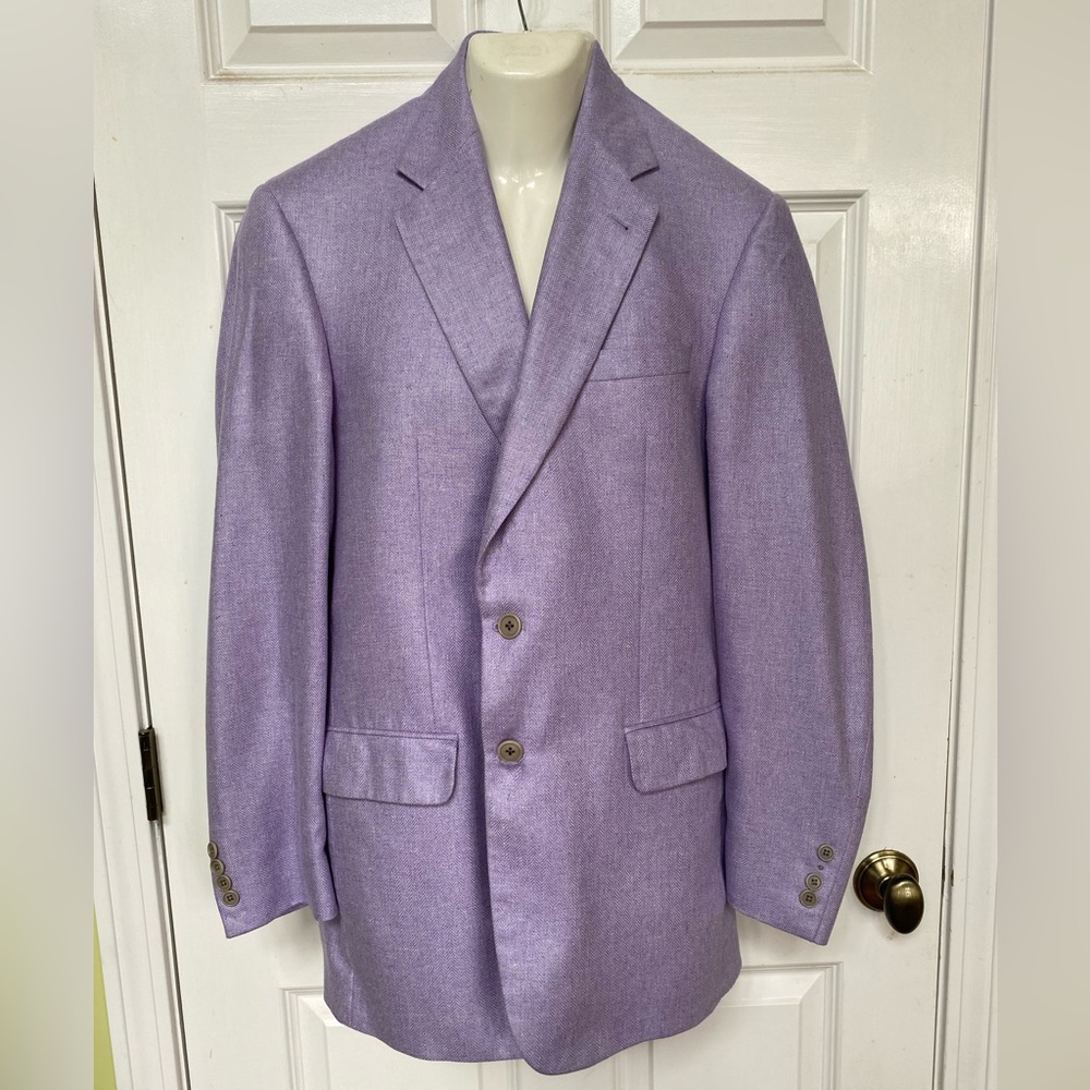 Maus & Hoffman lavender 100% silk blazer. 42L long